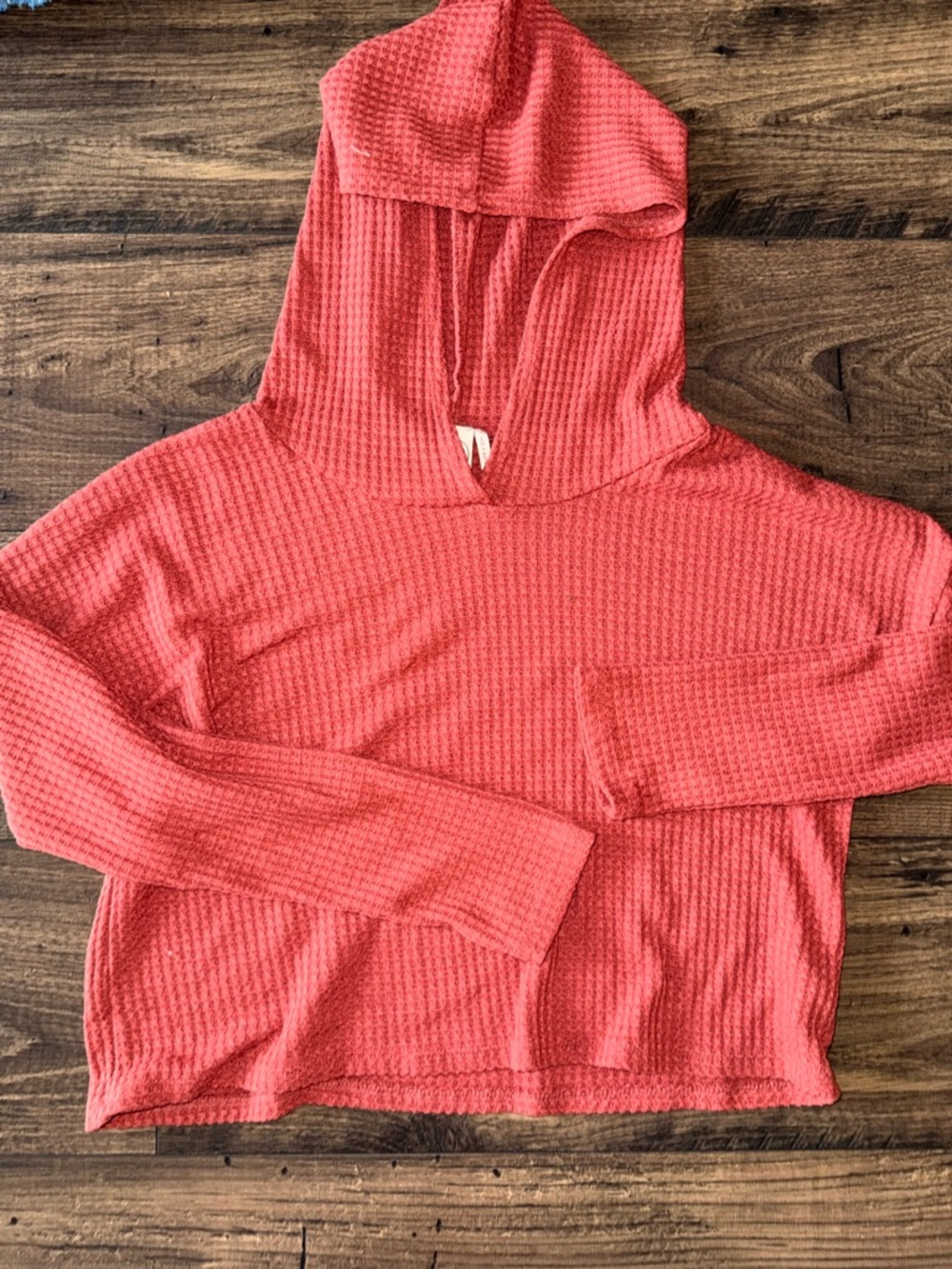 Paper Crane Coral Waffle-Knit Hooded Sweater